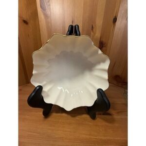 Lenox Ivory Porcelain Fluted Bowl Gold Trim Made in USA Small Floral Candy Dish‎